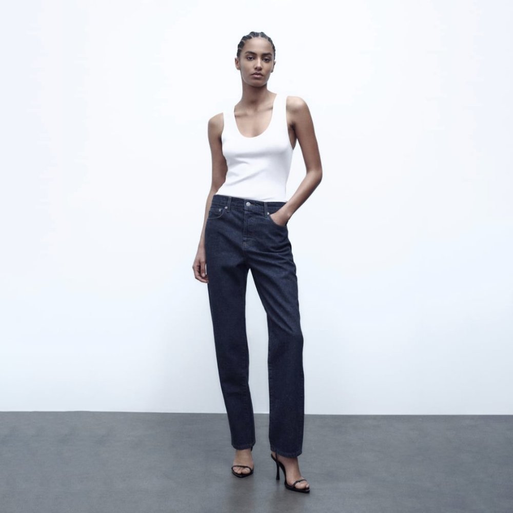 Zara | ZW Straight Jeans Mid-rise | Dark wash | Size 28 (US 6)